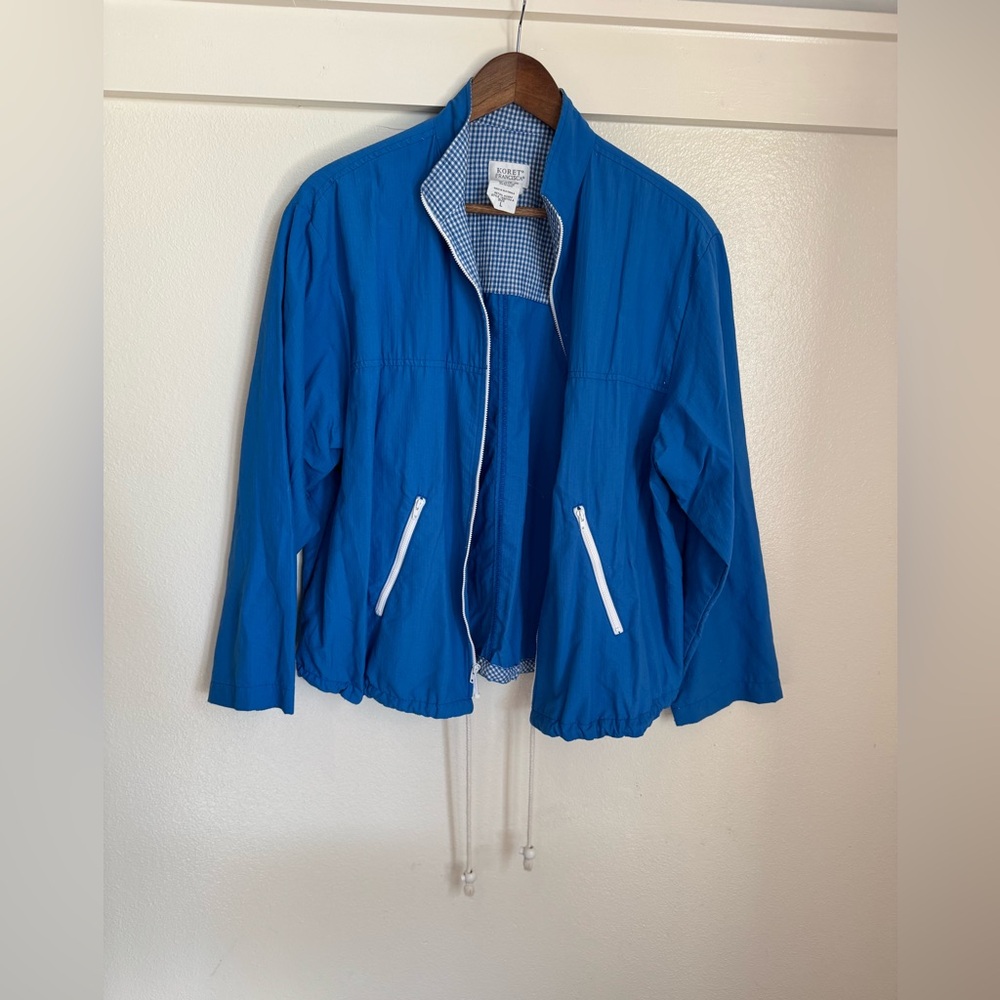 Koret Francisca Blue Nylon Windbreaker Jacket Women’s Large Vintage Lightweight